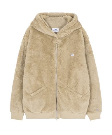 Soft Fleece Hooded Zip-Up Jacket Beige