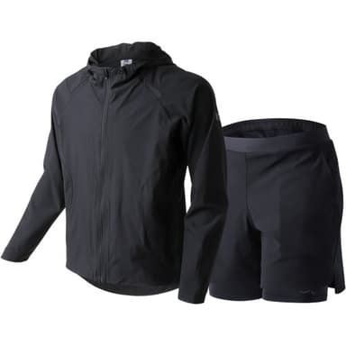 Woven Training Track Jacket + 3/4 Length Two-in-One Leggings Shorts Set