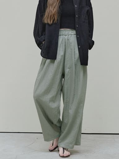 Summer Wide Banding Pants - khaki