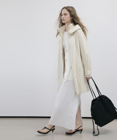 HOOD DETACHABLE OVAL COAT_IVORY