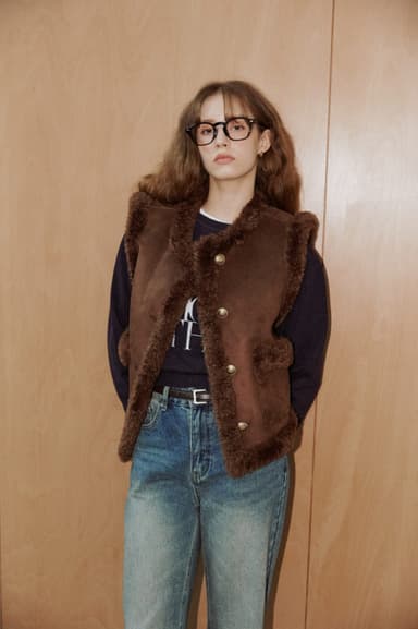 Suede Fur Vest [Brown]