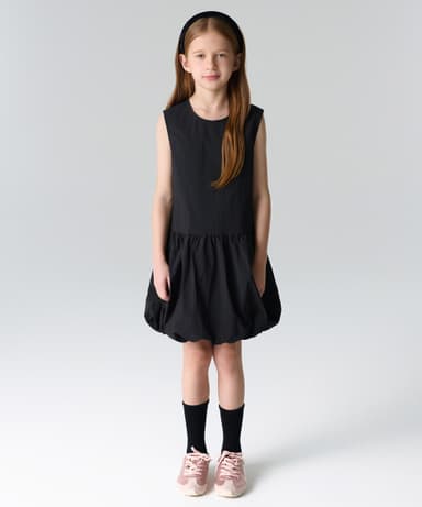 Nylon Balloon Mini Dress [Black]