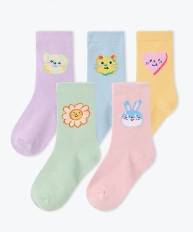 [Slowcoaster Collaboration] Friends Crew Socks 5-Pack [Pastel]