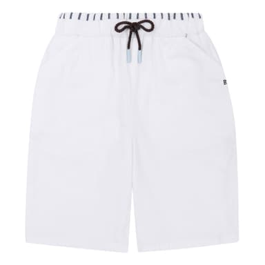 BZ31PT05WT White Striped Color Block Shorts