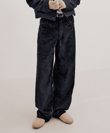 Fancy Corduroy Wide Pants Navy