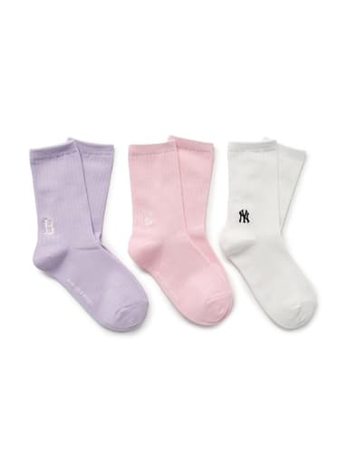 Ribbed 1-on-1 Socks 3-Bundle MLB (L.Pink)