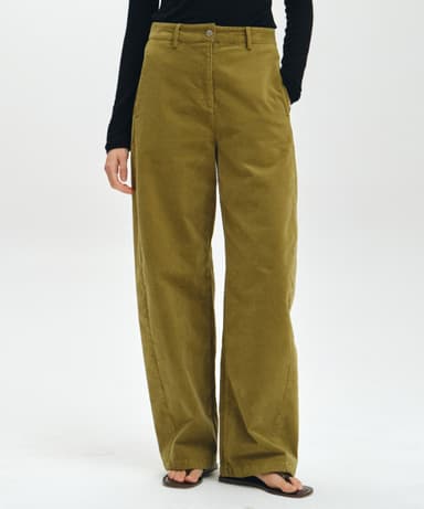 VINTAGE CURVED WIDE PANTS / OLIVE