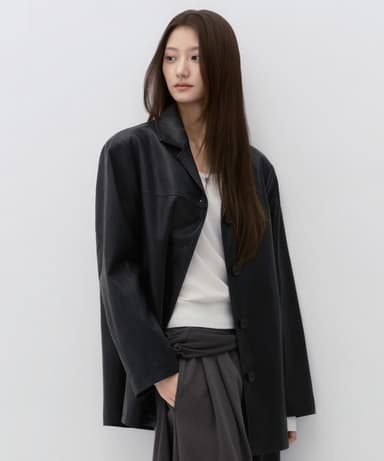 Women's Synthetic Leather Car Coat [Black]