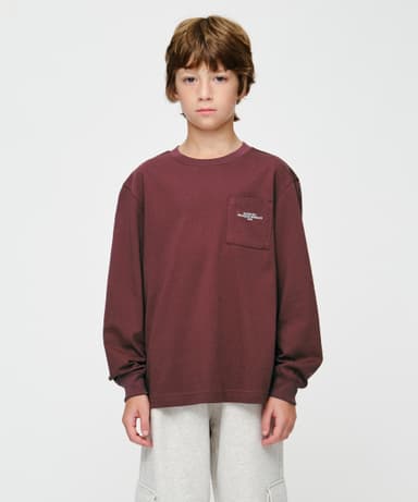 KIDS POCKET LONG SLEEVE TEE burgundy