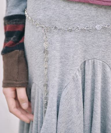 vintage heart chain belt silver