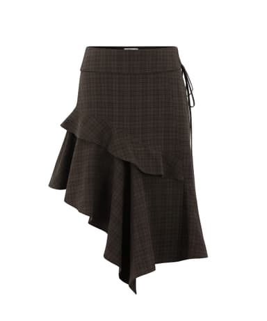 Sumire Check Midi Skirt [BROWN]