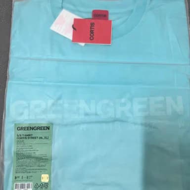 (새상품) 코르티스 GREEN GREEN 팝업 스트리트 블루 반팔 티셔츠 XL