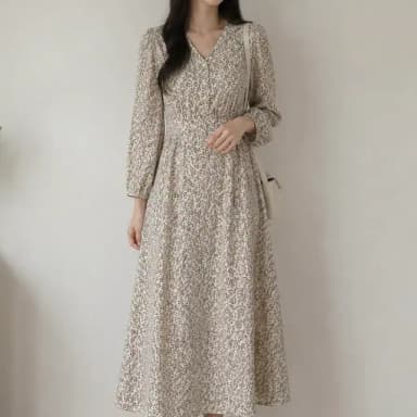 새상품/블랙라벨 패턴 롱원피스 총장 약 112-113cm