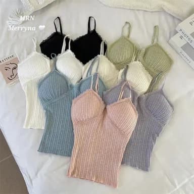 레이스 골지 패드 나시 7color