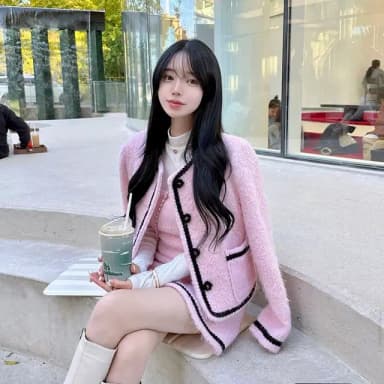 메이윤 퍼 트위드 자켓 원피스 세트