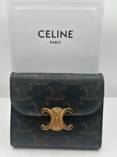 [Brand New Grade] Celine Triomphe Canvas Flap Wallet (Includes Box)