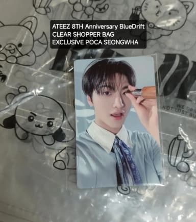 ATEEZ Seonghwa Clear Shopper Bag Included Poca: 8th Anniversary BlueDrift