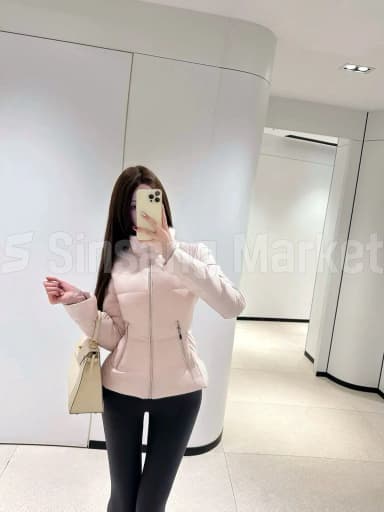 Curvy Padding Regular 29000 Text Down Zip-Up Jacket Jumper