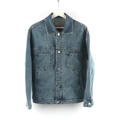 S / Spao Medium Blue Overfit Denim Jacket / P006-114