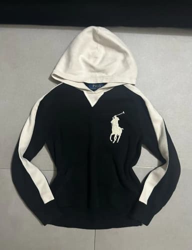 (Shoto) Polo Ralph Lauren Big Pony Knit Hooded T-shirt Black Ivory S