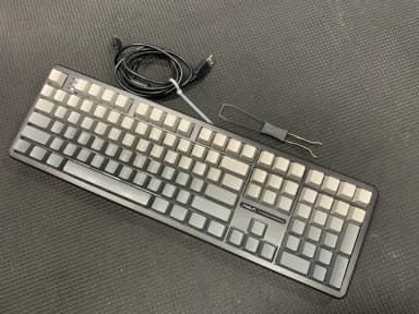AULA F108 Mechanical Keyboard / Caramel Latte Switch / Gray Side Angles