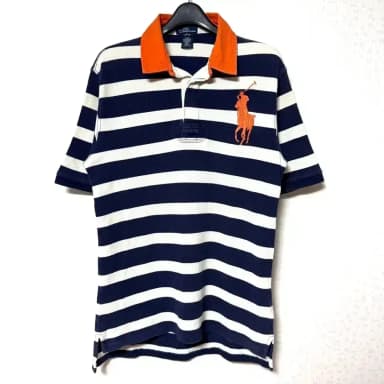 [S,90] Polo Women Big Pony Collared Shirt Short Sleeve Striped