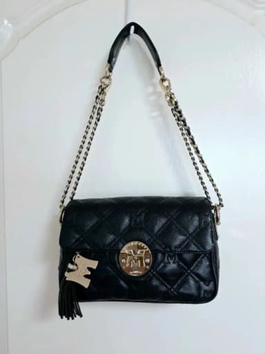 Metro City Quilted Chain Shoulder Bag Black