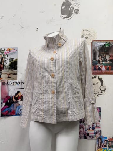 JPN Striped High-Neck Shirt Jacket