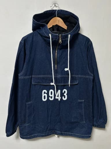 100 Underway 6943 Denim Loose Fit Half-Zip Hoodie Authentic
