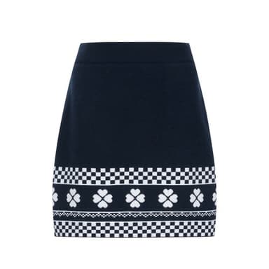 Clover Pattern Knit Culotte_Navy
