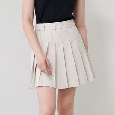 Basic Pleated Skirt (Beige)_L3A1-SK01C
