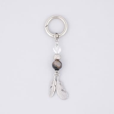 Double Feather Pendant Bag Charm Keyring (C2401-GA115_SV)