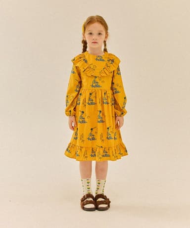 Carbonara frill dress (mustard)