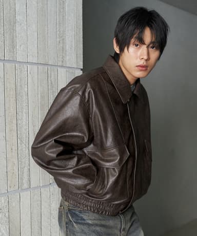 A-2 Washed Leather Jacket (Brown)