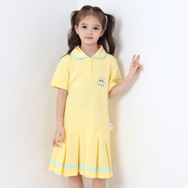 Catch Teenieping Girls' PK Collar Pleated Knee-Length Dress YE