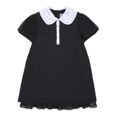 BZ24OP03BK Black Lace Frill Dress