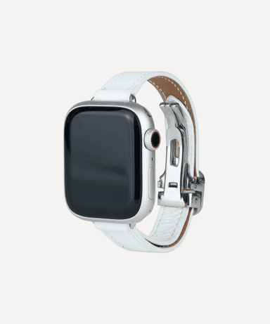 Apple Watch Premium Glossy Slim Strap White Leather Watch Band