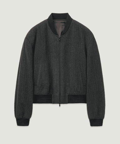 Cedric Wool Padded Bomber Jacket Grey Stripe
