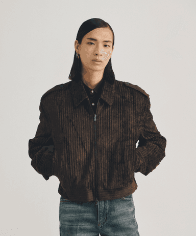 French Cotton Corduroy Officer Jacket Brown