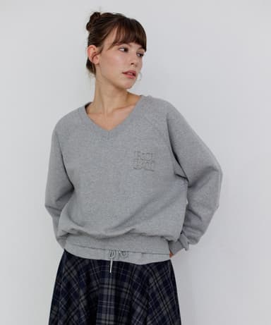 V-neck Logo Sweatshirt - Grey