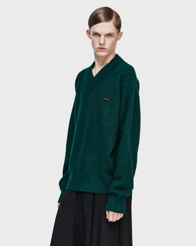 G.Zero Hairy Volume V-Neck Knit Green SH6KT803GE