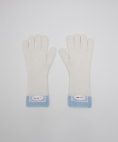 LACE LABEL TWO-TONE GLOVES IVORY
