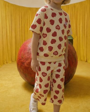 Bubble Apple All-Over Short Sleeve T-Sleeve Crop Set BK6EST02DR