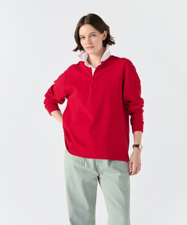(U) Boxy Fit Rugby Red