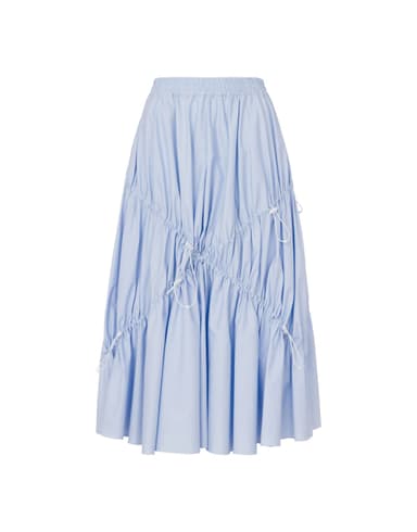 Drawstring cotton poplin skirt