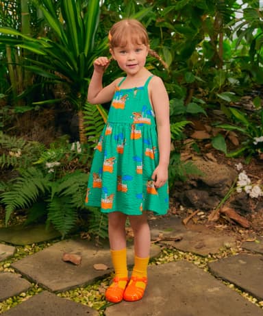 Seersucker Sleeveless Dress Green RO6BCDR01E2
