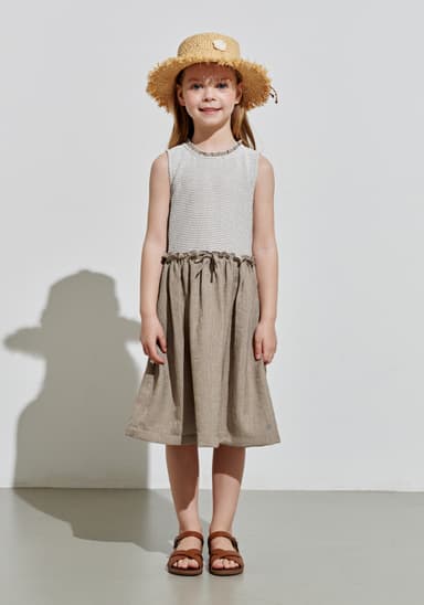BA32OP02BG Beige Sleeveless Dress