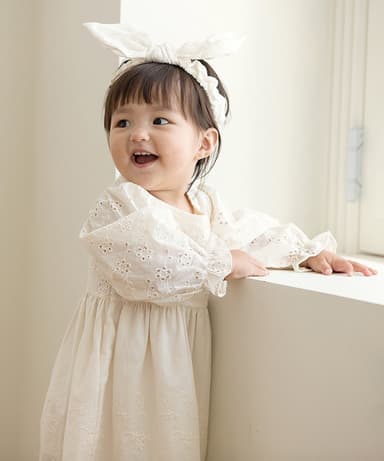 A Day of an Innocent Little One That Even the Sunshine Fell for - Baby Cream Dress