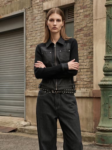 Utility Ribbed Slim Denim Jacket/W263OT04