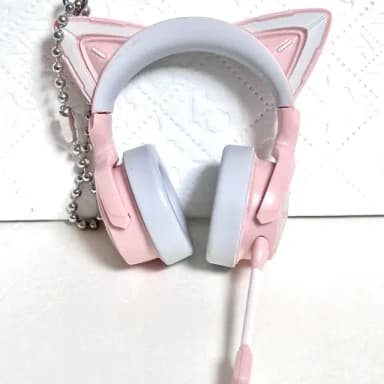 고양이 귀 헤드셋 키링 핑크 가챠